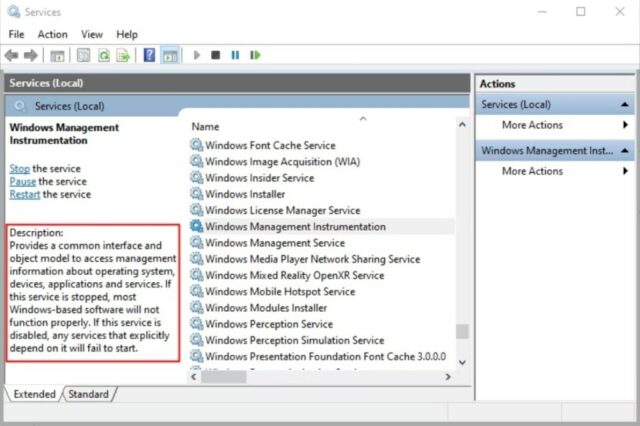 nonaktifkan wmi windows