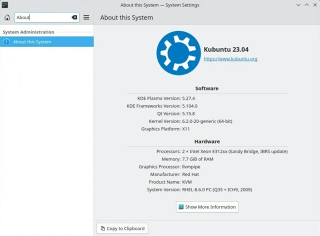 cek informasi kde plasma linux