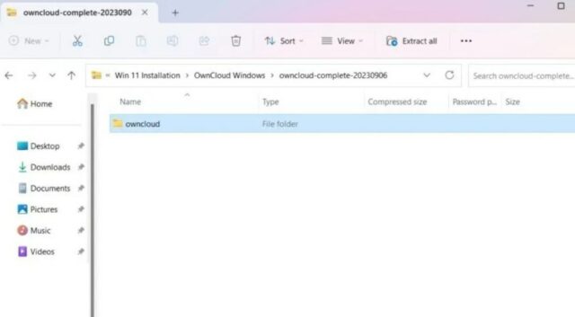 folder owncloud windows