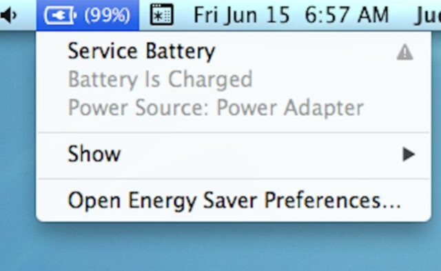 peringatan service battery mac