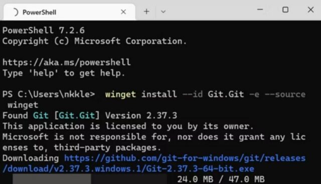 instal git di windows powershell