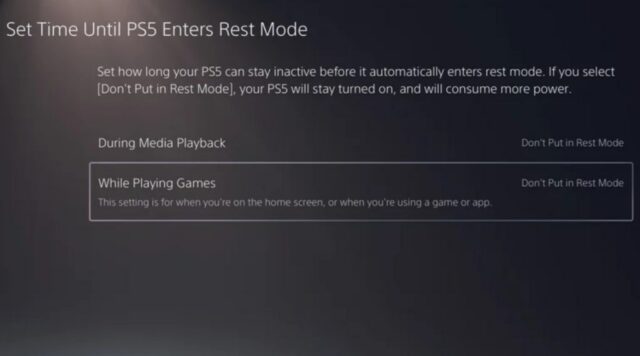 mematikan mode istirahat pada ps5